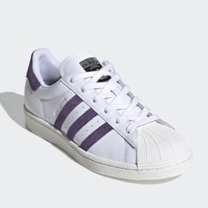 Adidas superstar purple stripe shoes